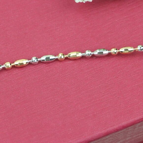 "Dual-Tone Beaded Rose Gold & Silver Bracelet with Adjustable Fit, XPBL0777 - Picture 12 of 12